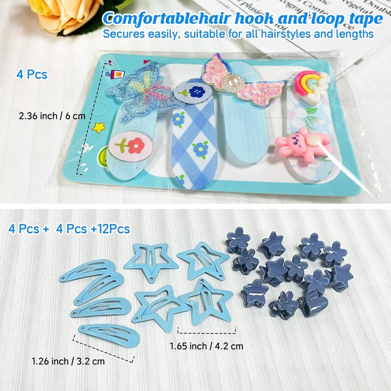 Cherocito 400 Pcs Baby Girls Hair Accessories Set,Baby Girls Hair Ties,Flower Bows Rubber Bands,Hair-friendly Hair Clip,Soft Elastic Hair Bands,Claw Clip(Blue) - Image 4